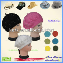 La nueva venta caliente Mutiple de la manera colorea el casquillo 100% del sombrero de la gorrita tejida del artista francés de la boina de las lanas de las mujeres
